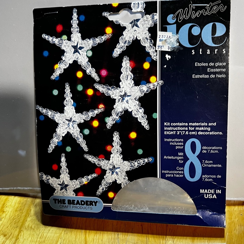 The Beadery 3" Winter Ice Stars Kit Clear 8 Ornaments Vintage 1991 DIY 4823